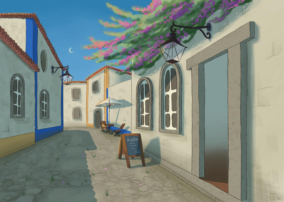 Obidos, digital photoshop painting