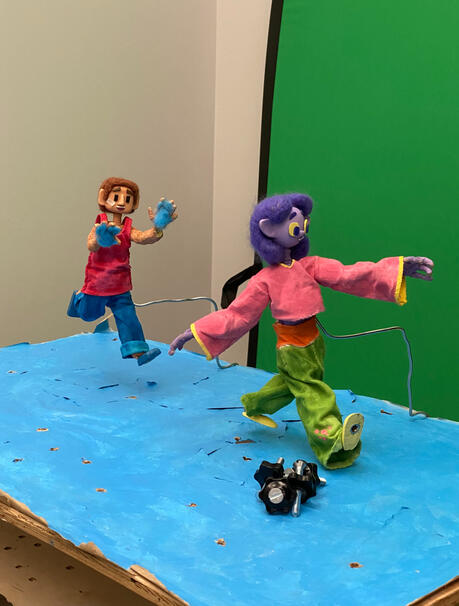 Human and Alien with rigs used for animating run cycles